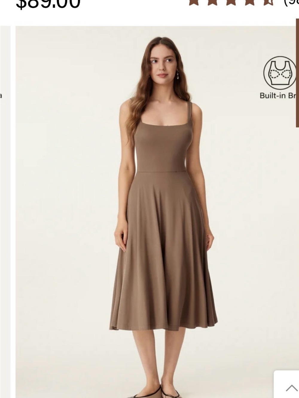 OGL Taupe Square-Neck Sleeveless Midi Dress
